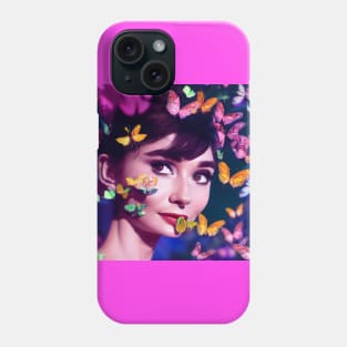 Audrey Hepburn Amongst Butterflies Phone Case