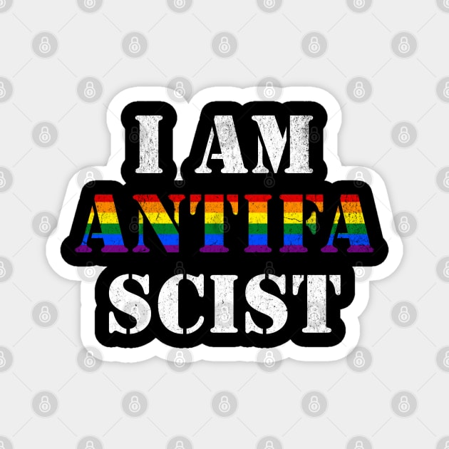 I Am Anti Fascist Rainbow Pride Flag LGBTQ Equality Activism Magnet by Yesteeyear