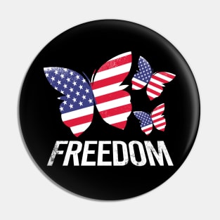 Butterflies Flying American Flag Freedom Pin