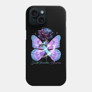 Suicide Prevention Awareness Ribbon Rose Butterfly Phone Case