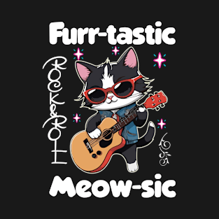 Meow cat Rock Roll Tees, hoodies, sweatshirt for keen of food fun wear. T-Shirt