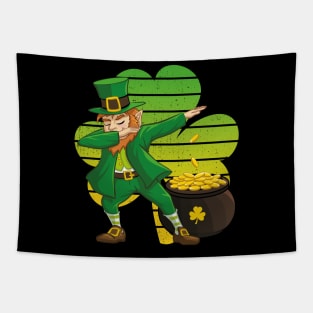 Dabbing Leprechaun St. Patricks Day Vintage Retro Clover Shamrock Tapestry