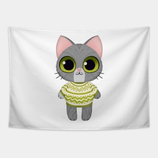 Holiday Kitten Gray Tapestry