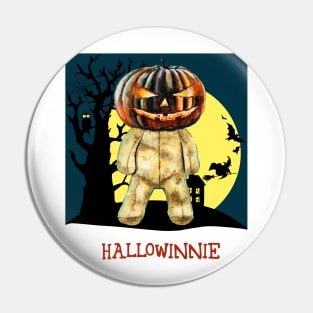 Halloween teddy bear creepy illustration Pin