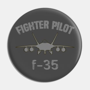 Fighter pilot F-35 fighter plane silhouette in minimalist military aviation style Pin