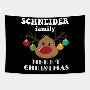 Family Christmas - Merry Christmas SCHNEIDER family, Family Christmas Reindeer T-shirt, Pjama T-shirt Tapestry