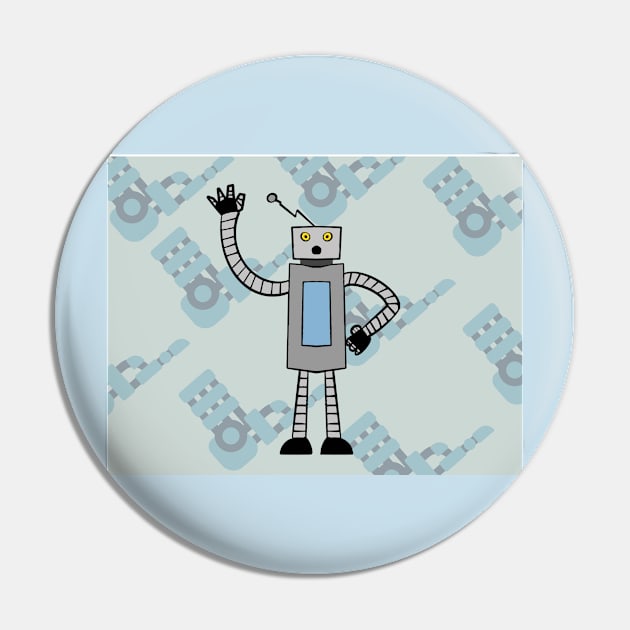 October Waving Robot Pin by Soundtrack Alley