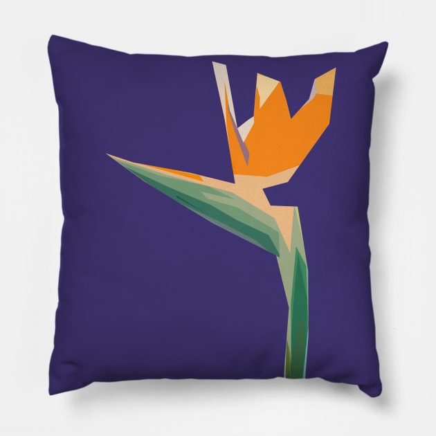 Flower geometric minimal Bird of paradise Pillow by carolsalazar