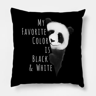 My Favorite Color Is Black & White Panda-Bear Drawing Pillow