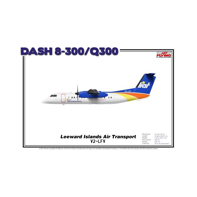 DeHavilland Canada Dash 8-300/Q300 - Leeward Islands Air Transport (Art Print) by TheArtofFlying