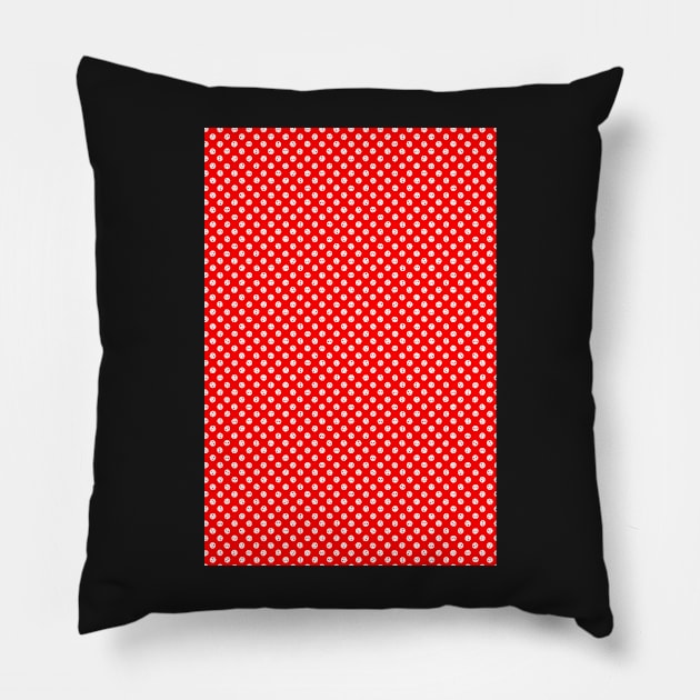 white polka dot skulls on red Pillow by B0red