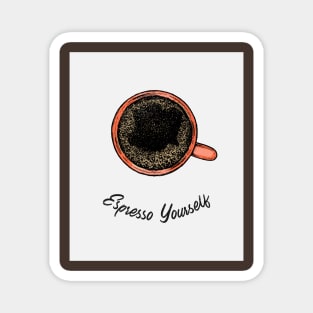 coffee humor, coffee lover, coffee addict, minimalist aesthetic coffee illustration Magnet