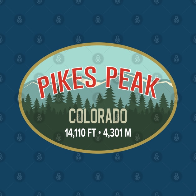 Pikes Peak Colorado Retro Mountain Oval by TGKelly