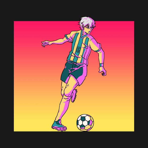 Soccer Anime Boy Husbando Weeb Vaporwave Football by Alex21