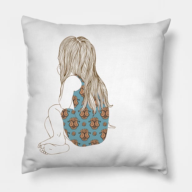 Girl #9 Pillow by Olga Berlet