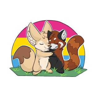 Pansexual - Fennec Fox + Red Panda Hug T-Shirt