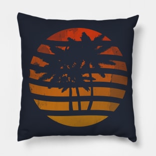 Palm Trees Cool Abstract Sunset Grunge Pillow