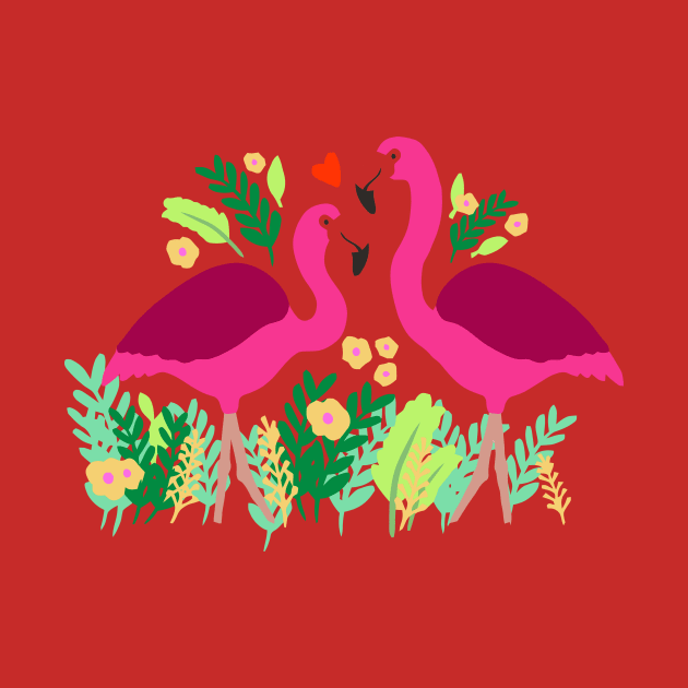 Flamingos In Love by RedLineStore