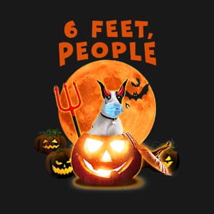 6 Feet, People Great Dane Dog With Mask Halloween T-Shirt