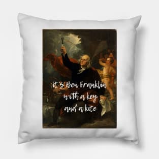 It's Ben Franklin with a key and kite - inspired by Hamilton Pillow