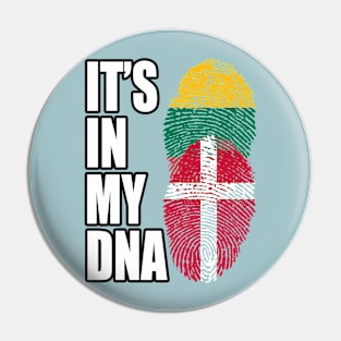 Lithuanian And Danish Mix Heritage DNA Flag Pin