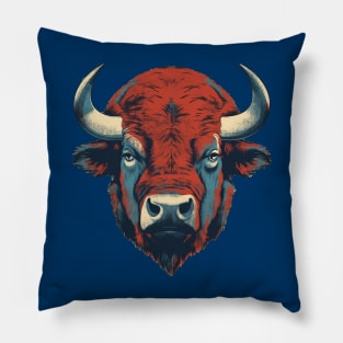 Buffalo Red Blue and  Ture Pillow