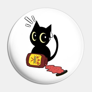 Funny Black Cat Spills a jar of BBQ Sauce Pin