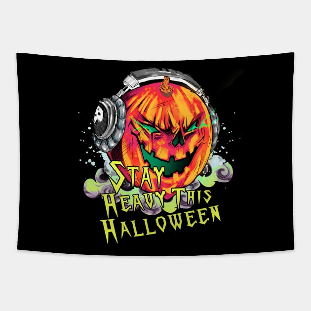 Halloween Pumpkin Headphones Stay Heavy This Halloween Tapestry by dnlribeiro88