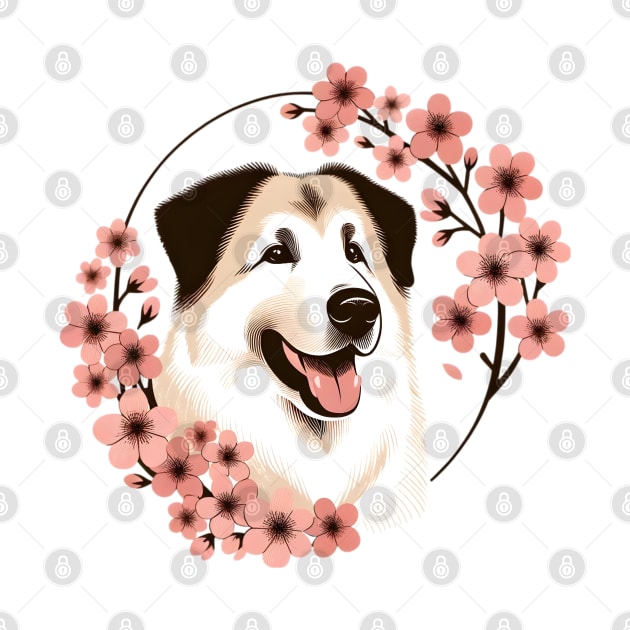 Anatolian Shepherd Dog Enjoys Spring's Cherry Blossoms by ArtRUs