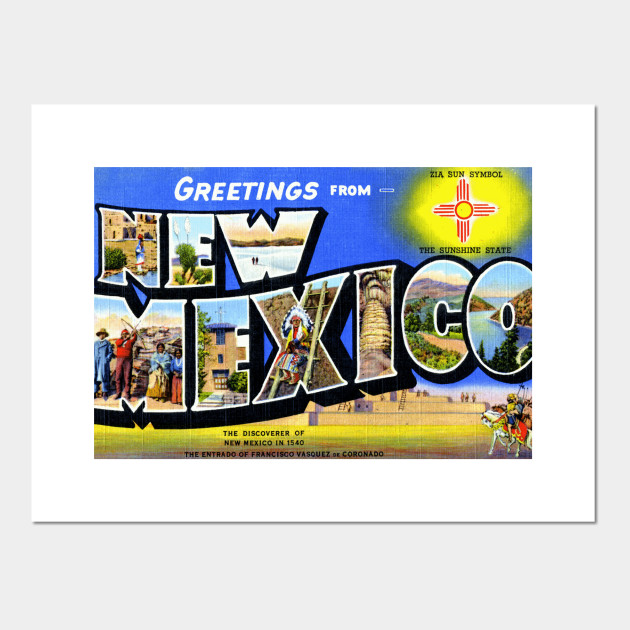 Greetings From New Mexico Vintage Large Letter Postcard Vintage Postcards Poster E Stampa Artistica Teepublic It
