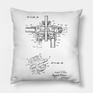 Combination Side and End Port Pump Vintage Patent Hand Drawing Pillow