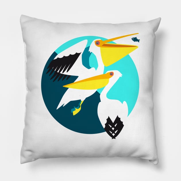 Pelicans Pillow by Piakolle