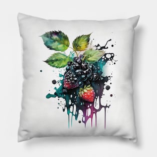 Fresh Berries Watercolor Summer Fruit Pillow