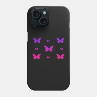 Pink Purple Ombre Faux Glitter Butterflies Phone Case