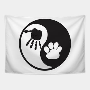 Dog Lover T-shirt - Ying Yang Dog and Owner Harmony T-shirt Tapestry