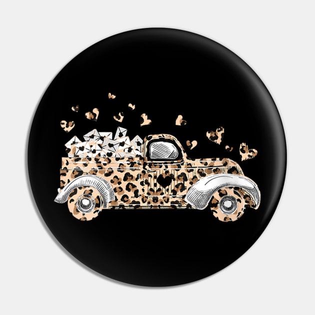 Buffalo Leopard Truck With Hearts Valentine's Day Pin by cyberpunk art