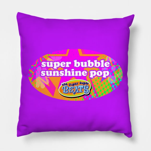 The Super Sugar Beats - SuperBubbleSunshinePop! Pillow by Moliotown