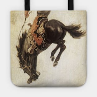 Vintage Cowboy, Bronco Buster Study by NC Wyeth Tote