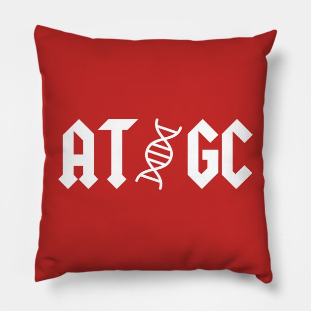 AT GC AC/DC Molecular Biology genetic code red Pillow by labstud