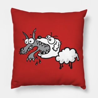 Sheep eats wolf Pillow