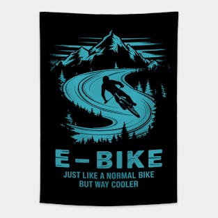 E-Bike Saying Ebiker Cyclist Mountains Nature Tapestry