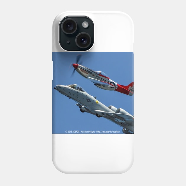 P-51D Mustang and A-10 in USAF Heritage Flight Phone Case by acefox1