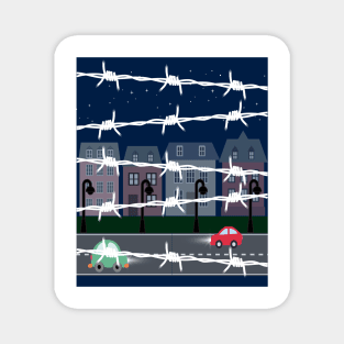 City View Obstructs By Barb Wire Design Magnet