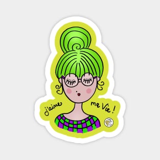 Cute girl lovely green hair! Magnet