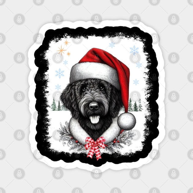 Christmas Black Golden Doodle Puppy Labradoodle Dog Tree Xmas Magnet by JessArty
