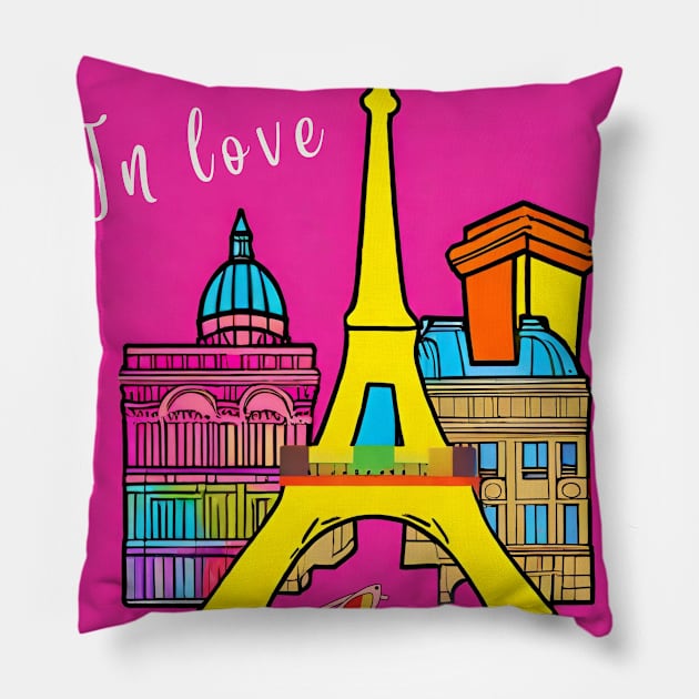 In love Paris ,France ,Braf design Pillow by Brafdesign