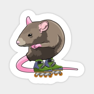 Mouse as Inline skater with Inline skates Magnet