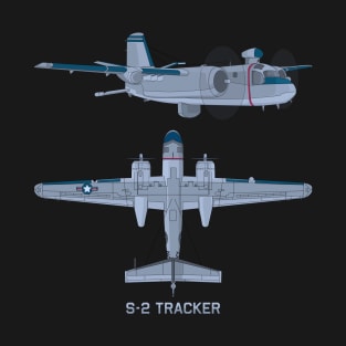 S-2 Tracker Anti-submarine Warfare ASW Aircraft Diagram Gift T-Shirt