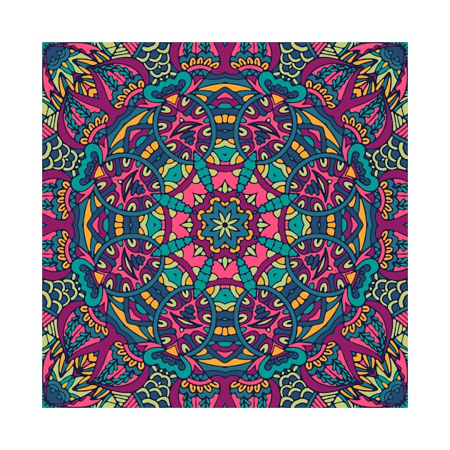 Colorful Indian Mexican Ethnic Oriental Rug Mandala Boho Pattern by jodotodesign