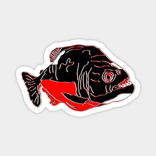 Piranha Fish Predator Amazon Wildlife Teeth Carnivore black Magnet